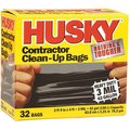 Poly-America Contractor Trash Bags, 42 gal, 2 ft 9 in x 4 ft, 3 mil, Heavy Duty, Black, 32 Pack PAMHK42WC020B